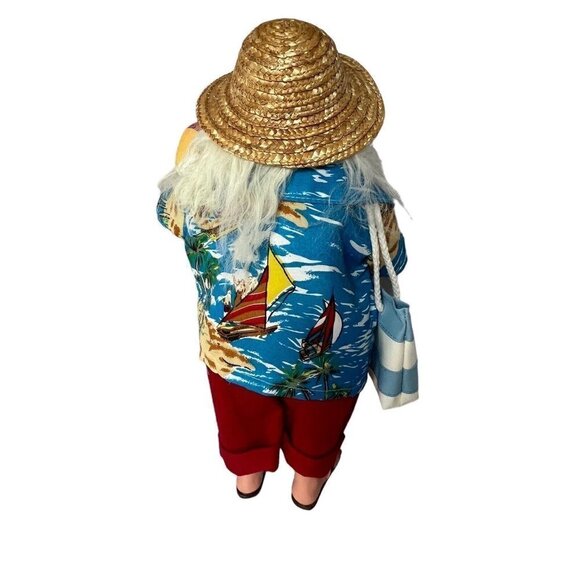 Santa Claus  15" Figurine on Vacation Hawaiian Shirt Beach Ball Drink Sun Hat - Picture 3 of 13